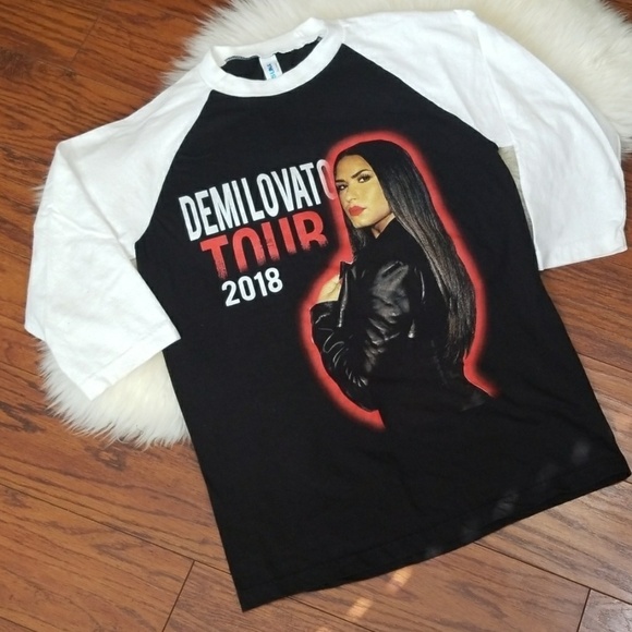 Concert Tee Tops - Demi Lavato & DJ Khalid Concert Ringer Tshirt